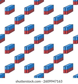 Pair of Shipping Containers vector colored seamless pattern