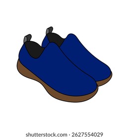 Pair of shoe vector drawing line art and colored