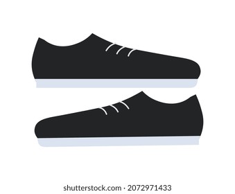 Pair of shoes. Casual sneakers, sports, inventory, healthy lifestyle, energy, youth. With stylish clothes, fashion trend. Graphic element for website, sticker. Cartoon flat vector illustration