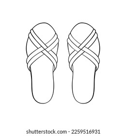 Pair shoes. 
Hand draw doodle outline sketch. Vector illustration.
