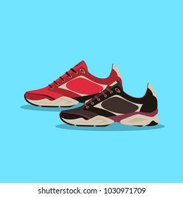 pair of shoes on blue background