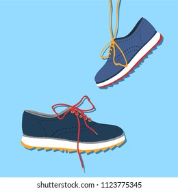 pair of shoes on blue background