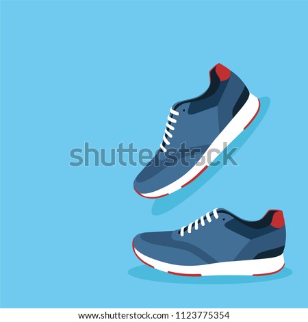 pair of shoes on blue background