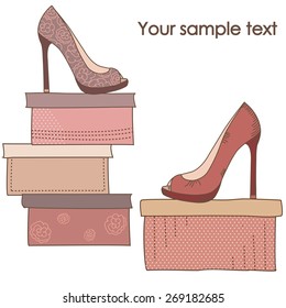 A pair of shoes on the boxes