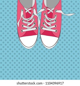 Pair of shoes on color background in Pop Art Style Vector Illustration EPS10