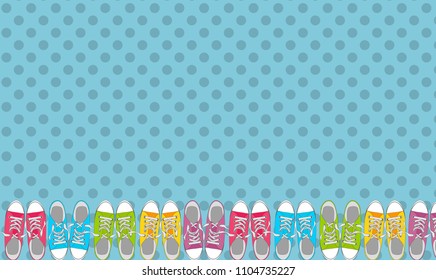 Pair of shoes on color background in Pop Art Style Vector Illustration EPS10