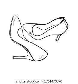 pair of shoes. outline hand drawn sketch