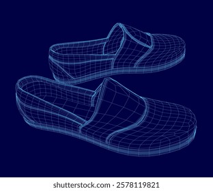 Pair of shoes are shown in a blue color. The shoes are designed to look like they are made of a 3D material. The shoes are designed to be comfortable and stylish