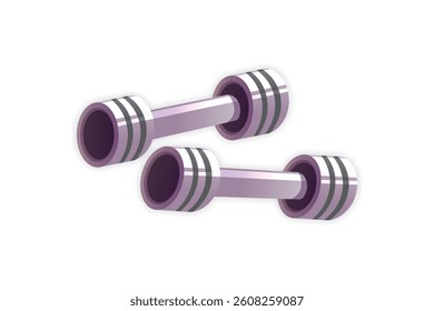 Pair of silver dumbbells for strength training and muscle building exercises at gym or home.