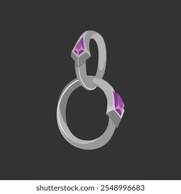 A Pair of Silver Purple Diamond Rings Vector