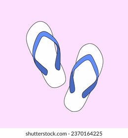 a pair of simple blue flip-flops with a pink background