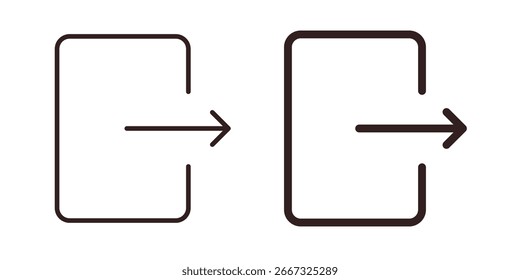 Paar von einfachen Ausgang und geben Sie Symbole mit Pfeilen, einzeln auf weiß. Perfekt für App-Design oder UI.