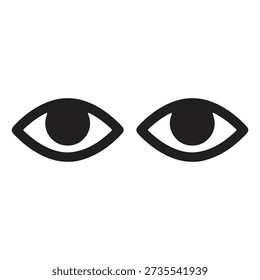 Pair of simple eyes icons, representing vision, sight, and observation. Modern and abstract design on a white background.
