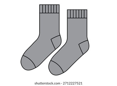 Par de calcetines grises simples ilustración para la ropa y el uso de estilo de vida