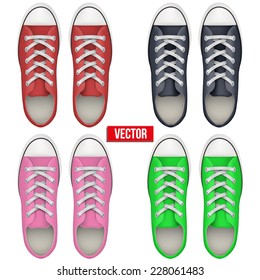 Pair of simple gumshoes. Realistic Editable Vector Illustration isolated on white background.