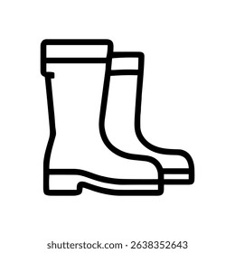 Pair of simple outline rainboots icon illustration element