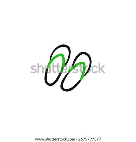 Pair of simple, outlined flip-flops in black and lime green