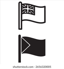 Un par de símbolos de bandera simplificados, uno con detalle de Union Jack, el otro con una forma sólida.