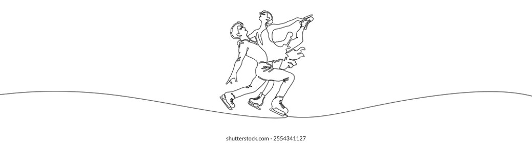 Pair skating continuous line drawing vector illustration. Figure skating and Ice dance single line icon illustration