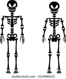 Pair of skeletons male and female, vector icon