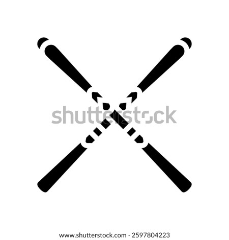 pair skis crossed mountain skiing glyph icon vector. pair skis crossed mountain skiing sign. isolated symbol illustration