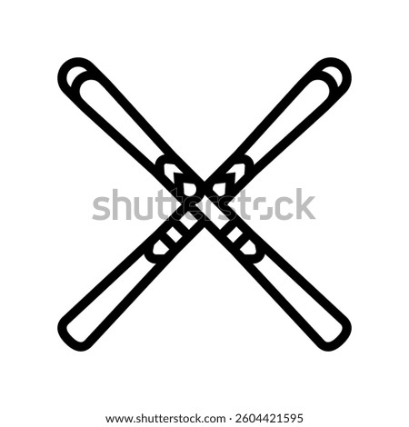 pair skis crossed mountain skiing line icon vector. pair skis crossed mountain skiing sign. isolated contour symbol black illustration