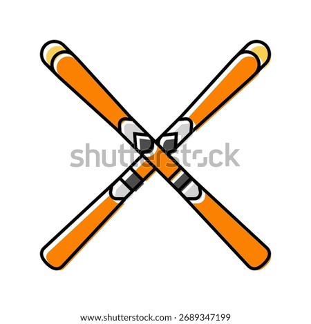 pair skis crossed mountain skiing color icon vector. pair skis crossed mountain skiing sign. isolated symbol illustration