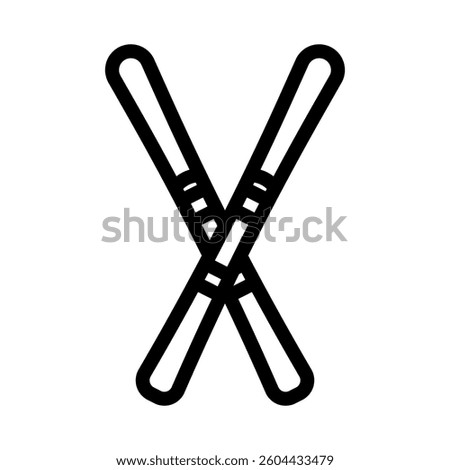 pair skis crossed mountain winter line icon vector. pair skis crossed mountain winter sign. isolated contour symbol black illustration
