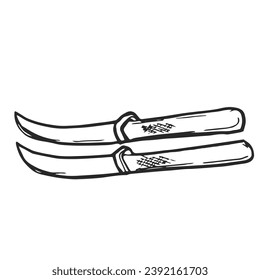 A pair of skis in doodle style