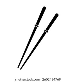 Pair of sleek minimalist black chopsticks sushi sticks icon