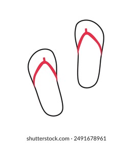 Pair of sleepers, flip-flops shoes vector outline illustration isolated on a white background. for poster, banner, card design. Shoes shop, female shoes fashion 