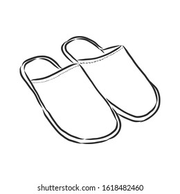 Pair of slippers, home shoes, vector sketch illustration 
