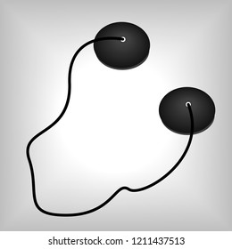 Pair of Small Black Tingsha Cymbals Manjira, Indian Instrument - Vector Illustration Icon Icolated