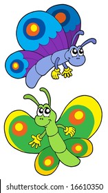 Par de mariposas sonrientes - ilustración vectorial.