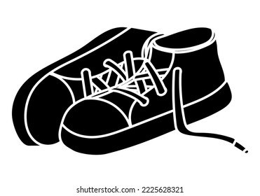 Pair of sneakers silhouette vector illustration. Isolated on white background