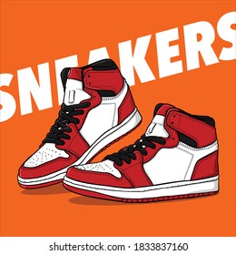 A Pair Of Sneakers In Vector Illustration
