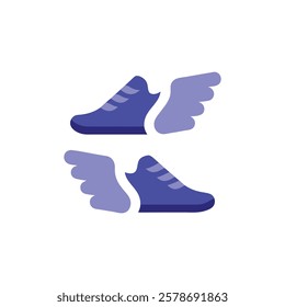 Pair of Sneakers with Wings Attached to the Soles