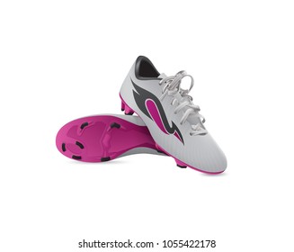 Pair of soccer boots with black-purple stripe, vector concept