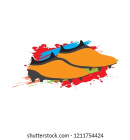 Pair of soccer cleats on a textured background. Vector illustration design