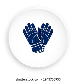 pair of soccer goalkeeper gloves icon in neomorphism style for mobile app. Button for mobile application or web. Vector on white background