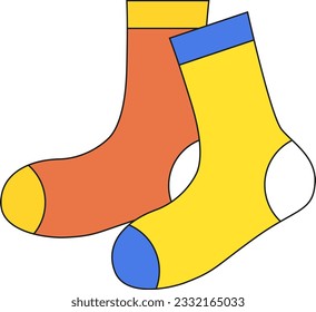 A pair of socks of different colors. Different but one. Vector illustration in flat cartoon style