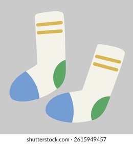 Pair of Socks Hand Drawn Flat Vector Illustration