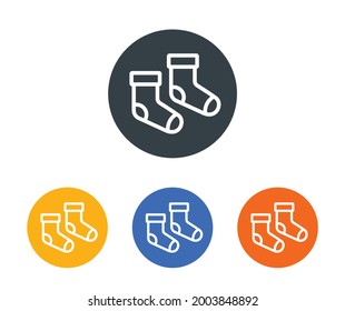 Ein Paar Socken Symbol auf einem Kreis-Button einzeln auf weißem Hintergrund.
