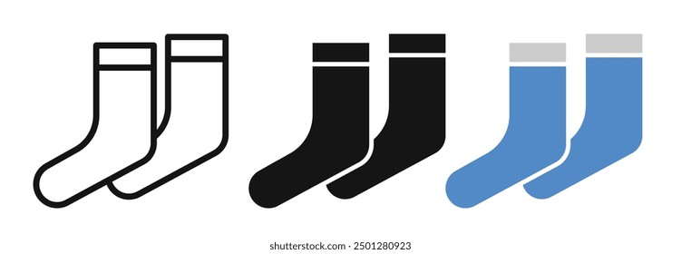 Pair of socks iconicon vector collection in outlined and solid style