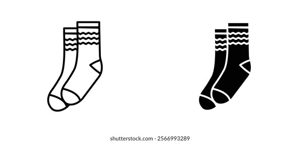 Pair of socks icons in outline and fill. vector illustration for ui.