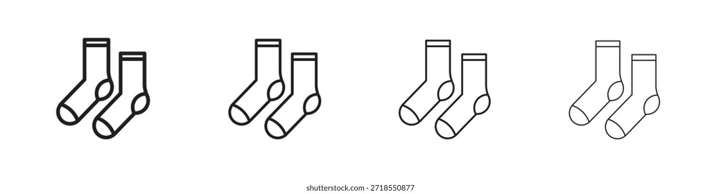 Par de iconos de calcetines, conjunto de iconos lineales. Iconos lineales negros de la palma