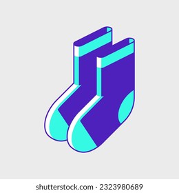 Pair of Socks isometric vector illustration