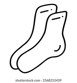 Pair of socks. Sports stockings. Clothes for legs. Icon,element,symbol,logo isolated on white background. Hand drawn vector illustration. Line, doodle, coloring