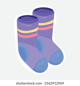 Pair of socks vector illustration Sticker. Vector sticker of a pair of socks. Ideal for clothing and casual-themed decorations