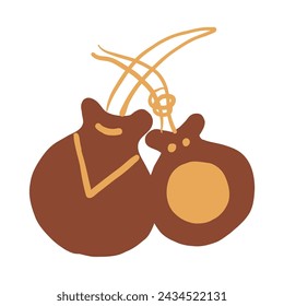 Pair of Spanish castanets, musical instrument of Spain folklore, typical of the Aragonese jota, Clackers Palillos illustration, Hand percussion flat vector icon isolated on white, decorative sign 